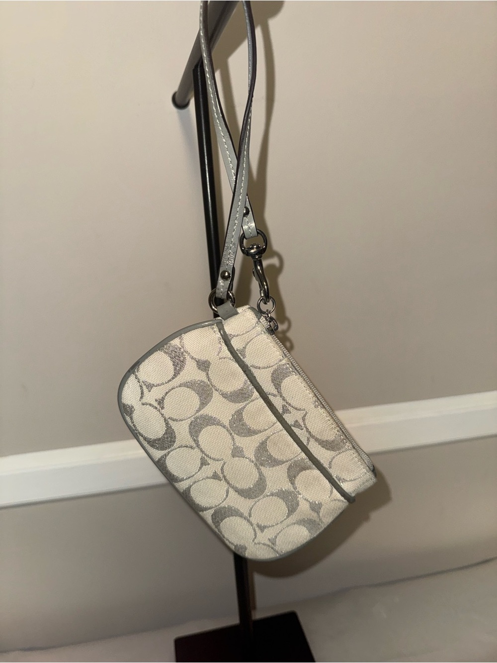 Coach Signature Canvas Silver Wristlet